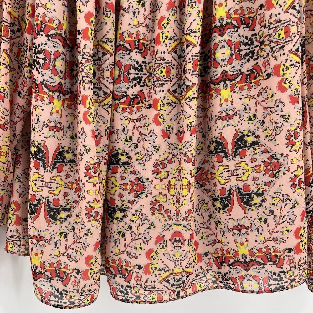 Willa Story Smocked Long Sleeve Blouse‎ Top Geometric Print Women’s Size Medium - Picture 4 of 9